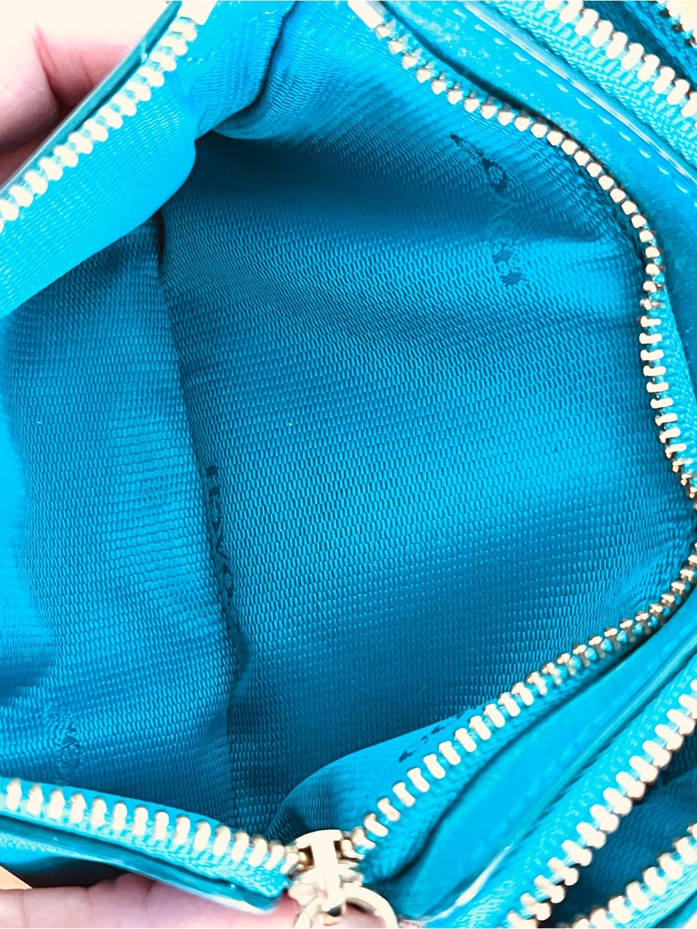 Coach Teal Leather Wristlet Pouch - Picture 4 of 5